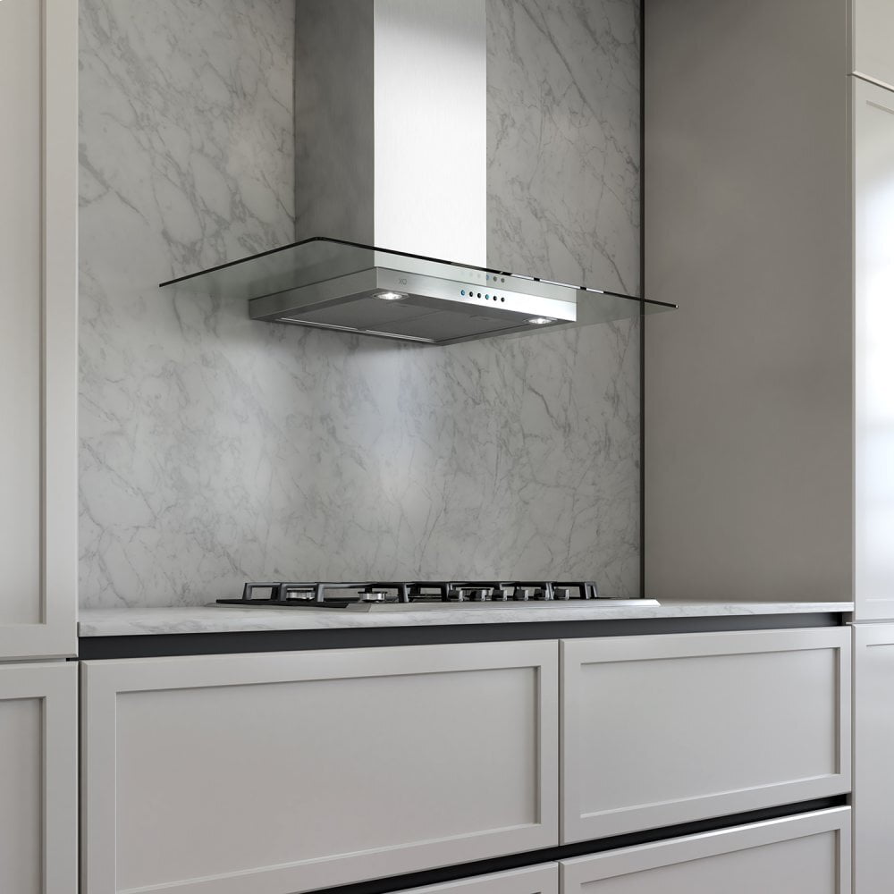 Xo Appliance XOQ36G 600 Cfm 36" Flat Glass And Stainless Italian Made Wall Mount Hood