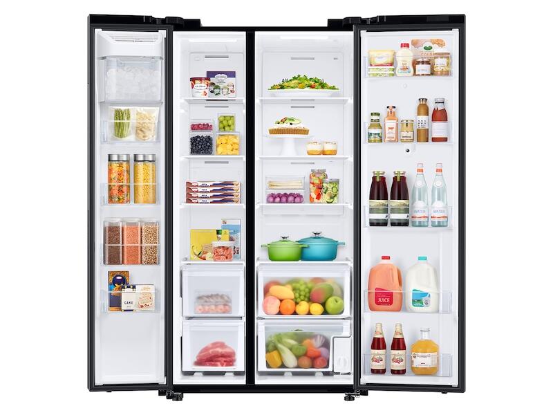 Samsung RS28A5F61SG 27.3 Cu. Ft. Smart Side-By-Side Refrigerator With Family Hub™ In Black Stainless Steel