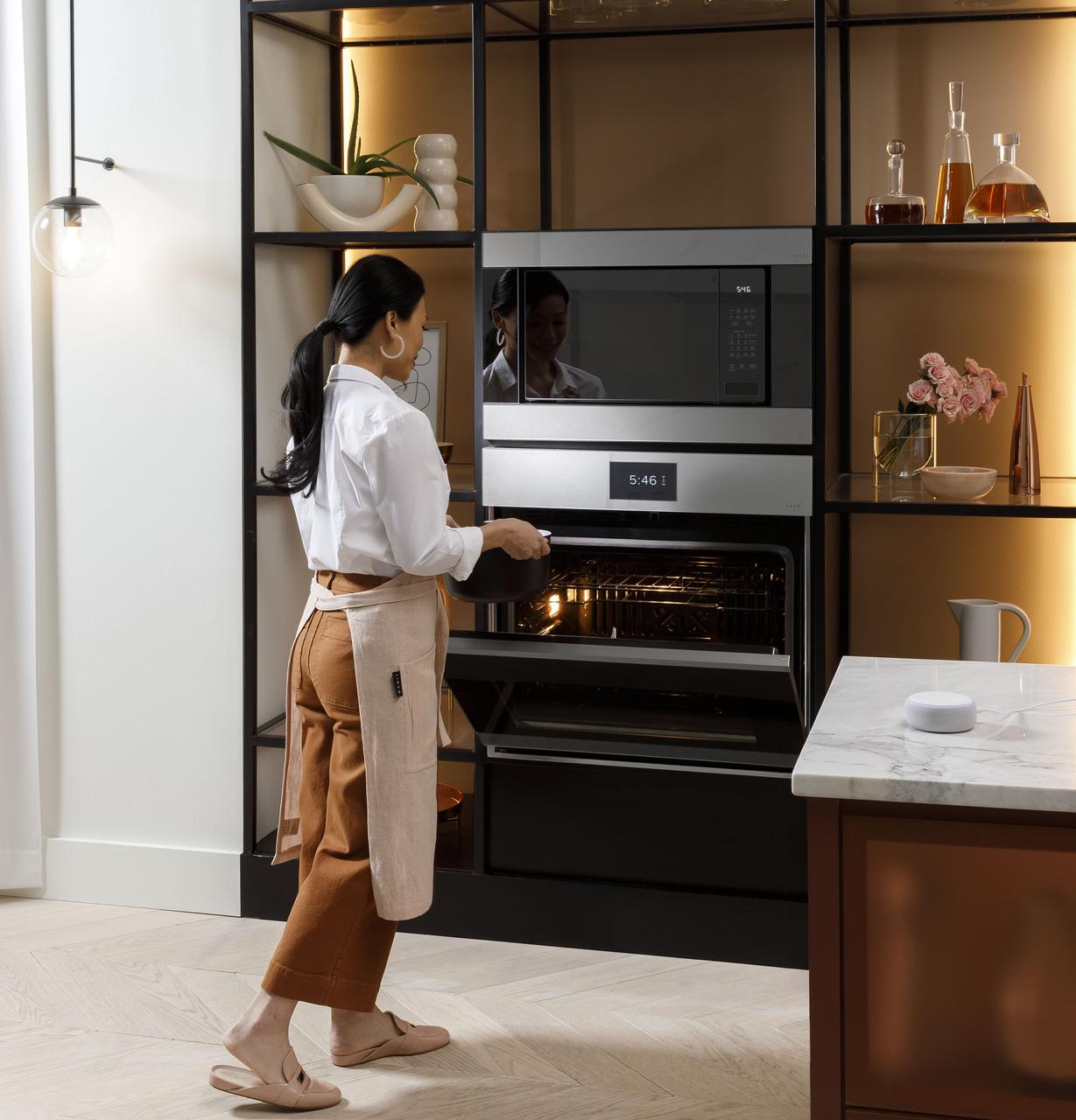 Cafe CTD90DM2NS5 Café™ Minimal Series 30" Smart Built-In Convection Double Wall Oven In Platinum Glass