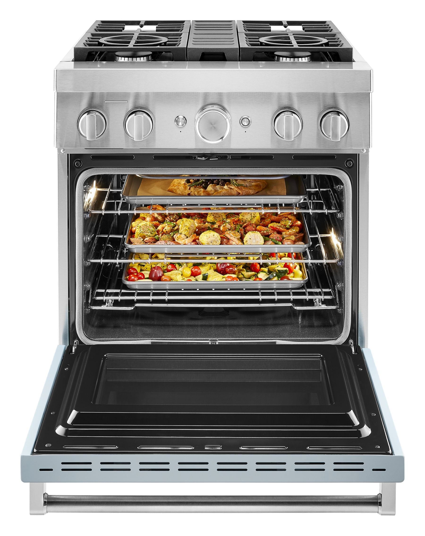 Kitchenaid KFDC500JMB Kitchenaid® 30'' Smart Commercial-Style Dual Fuel Range With 4 Burners - Misty Blue