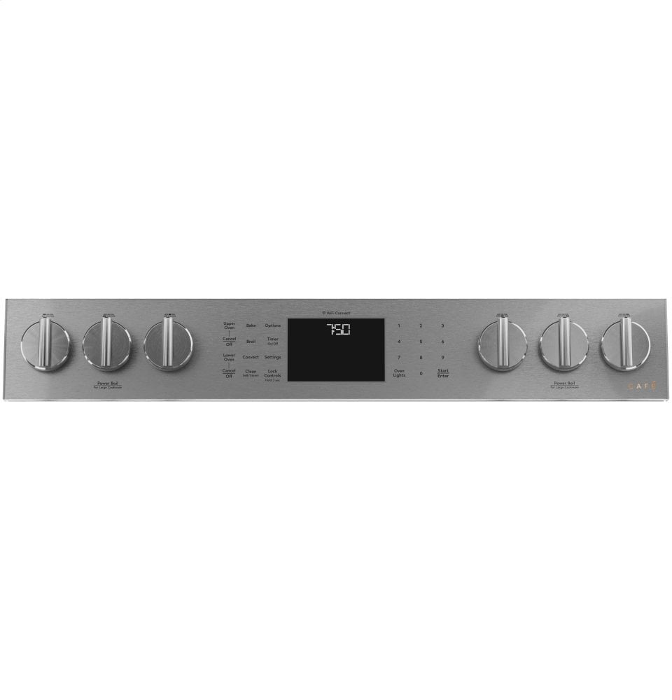 Cafe CGS750M2NS5 Café 30" Smart Slide-In, Front-Control, Gas Double-Oven Range With Convection In Platinum Glass