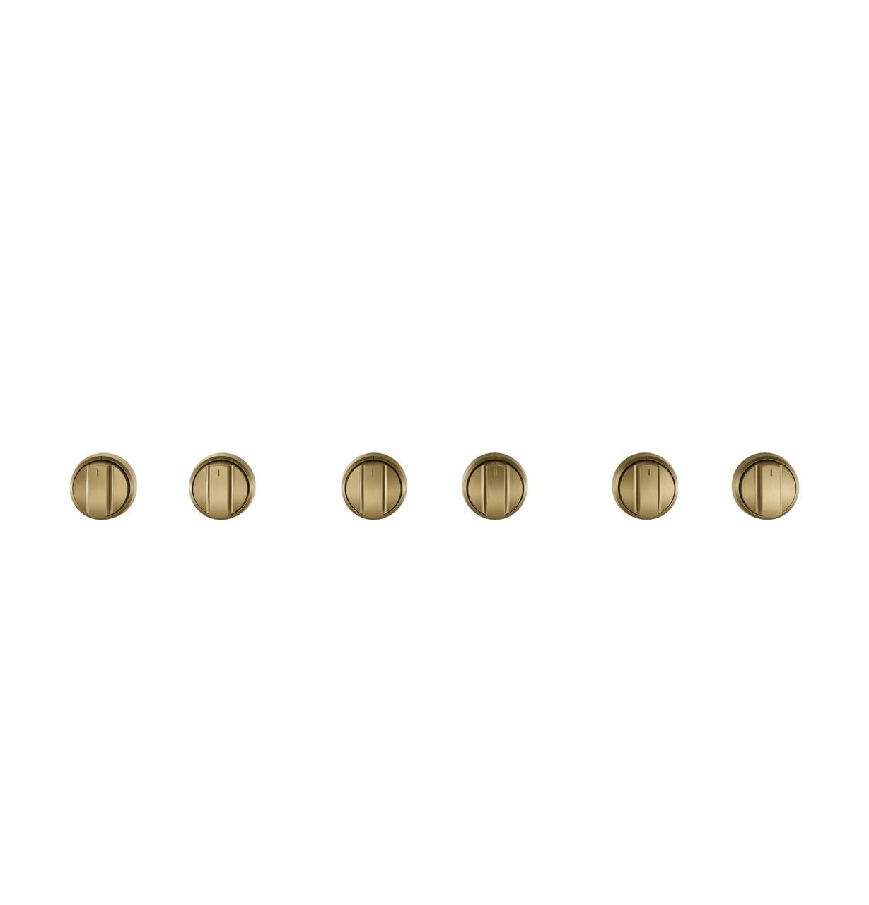Cafe CXPR6HKPTCG Café™ 36" Brushed Brass Handle & Knob Set For Pro Range And Rangetop