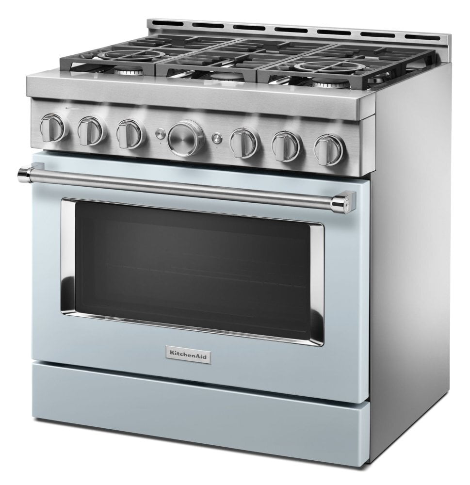 Kitchenaid KFGC506JMB Kitchenaid® 36'' Smart Commercial-Style Gas Range With 6 Burners - Misty Blue