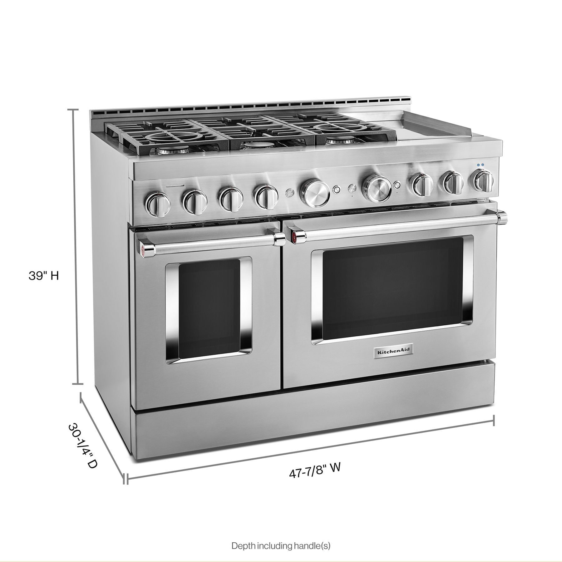 Kitchenaid KFGC558JSS Kitchenaid® 48'' Smart Commercial-Style Gas Range With Griddle - Heritage Stainless Steel