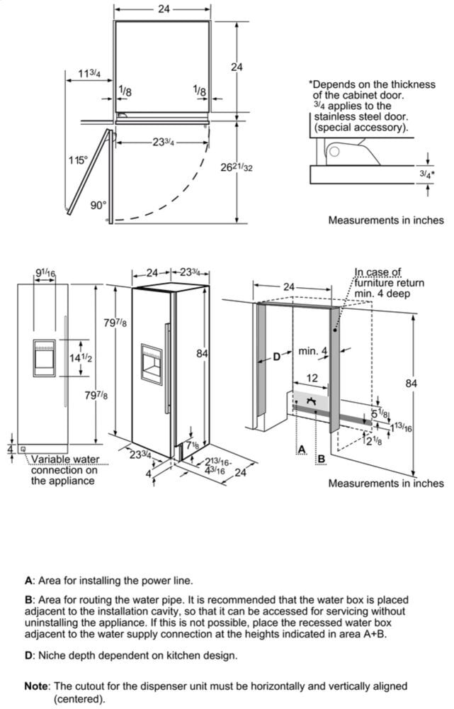Thermador T24ID900LP 24-Inch Built-In Panel Ready Freezer Column With Ice & Water Dispenser, Left Side Door Swing.