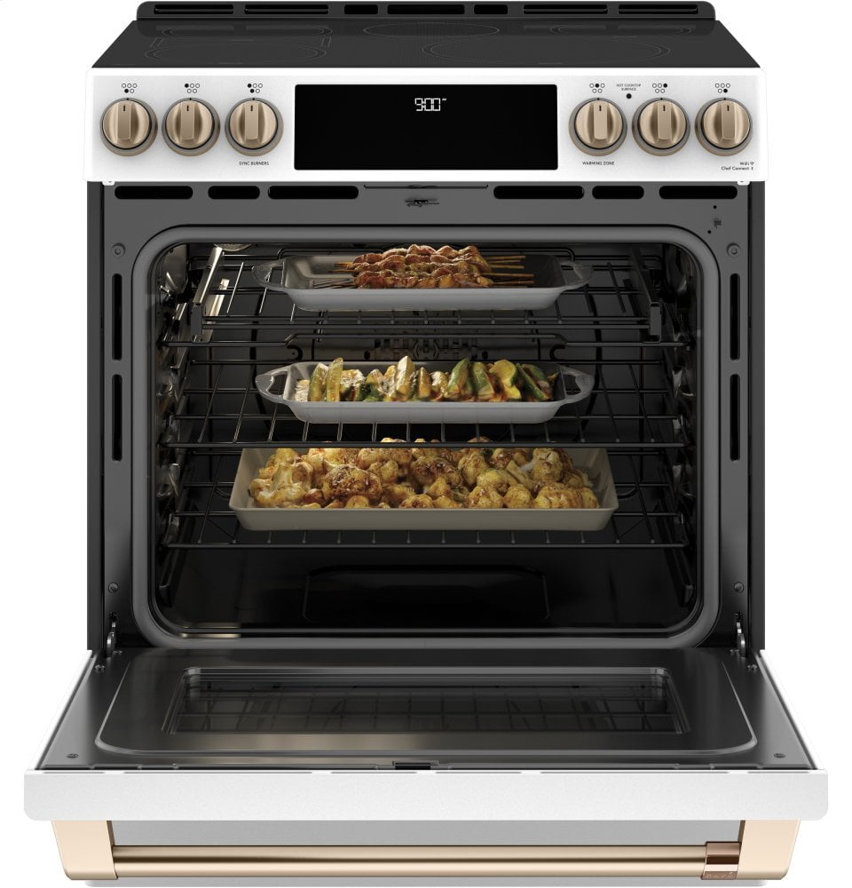 Cafe CHS900P4MW2 Café 30" Smart Slide-In, Front-Control, Induction And Convection Range With Warming Drawer