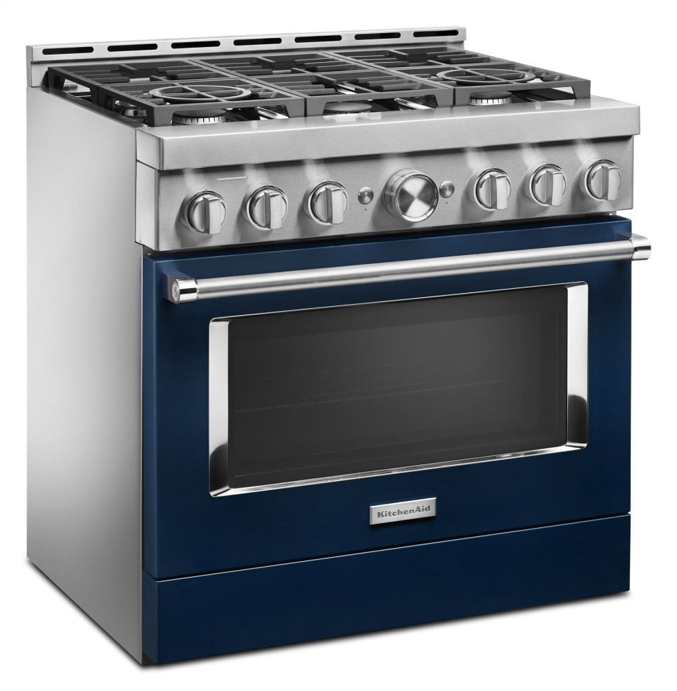 Kitchenaid KFGC506JIB Kitchenaid® 36'' Smart Commercial-Style Gas Range With 6 Burners - Ink Blue