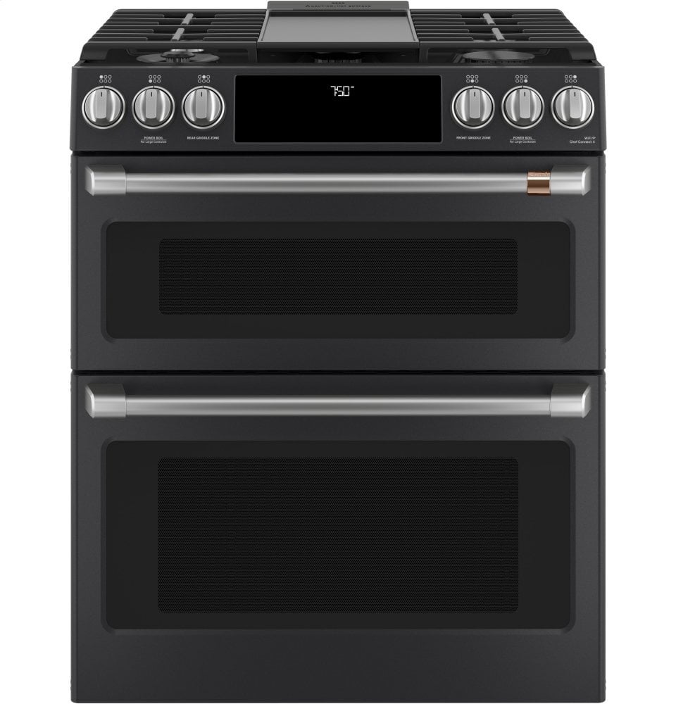 Cafe CGS750P3MD1 Café 30" Smart Slide-In, Front-Control, Gas Double-Oven Range With Convection