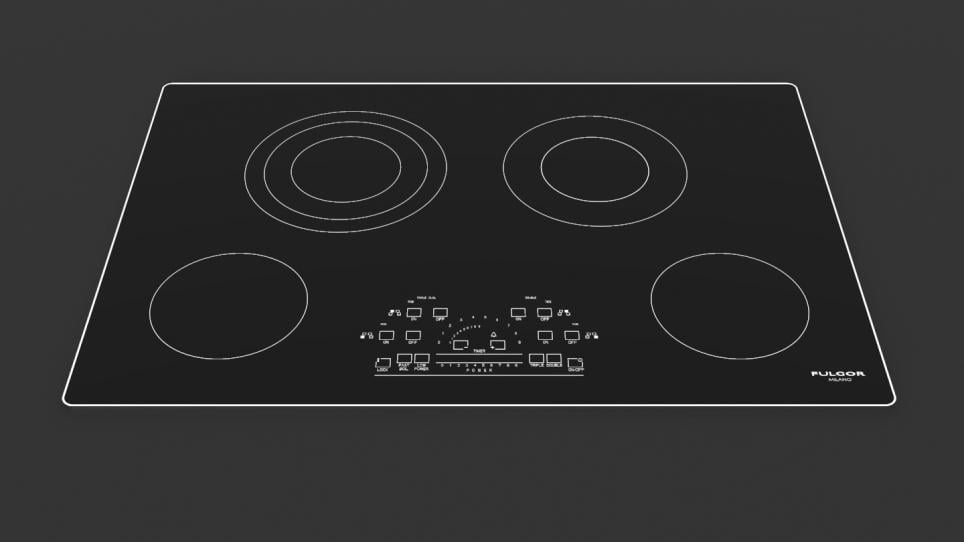 Fulgor Milano F6RT30S2 30" Radiant Cooktop With Brushed Aluminum Trim - Black Glass