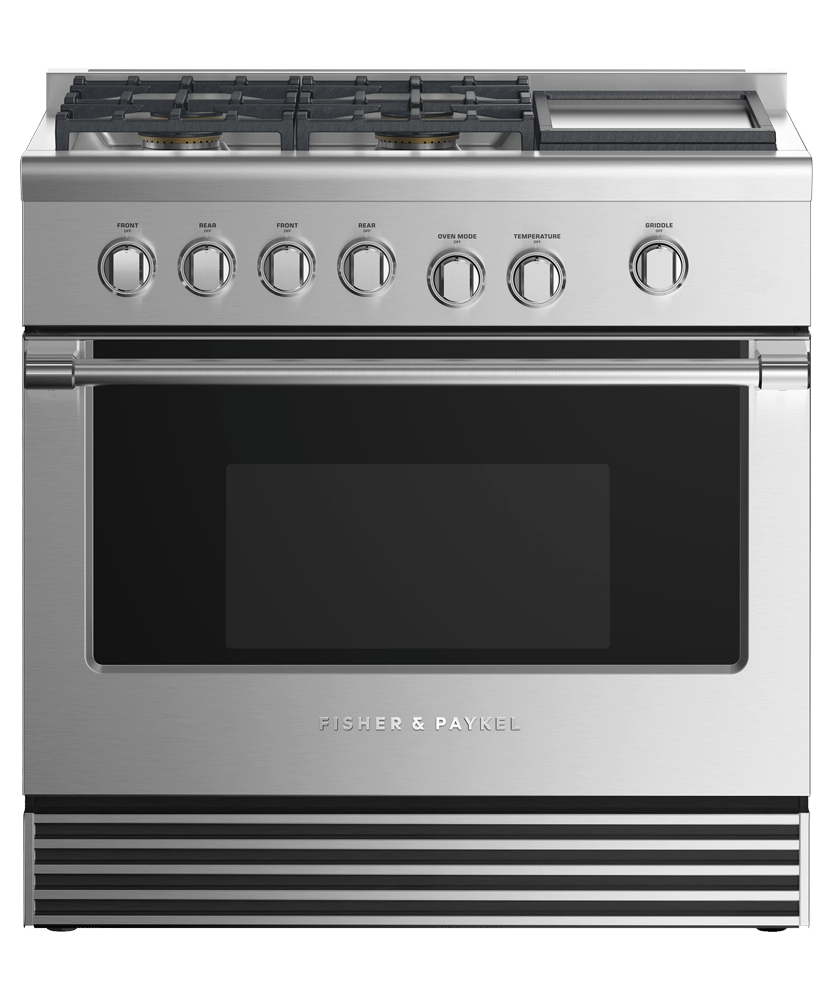 Fisher & Paykel RDV2364GDLN Dual Fuel Range, 36", 4 Burners With Griddle