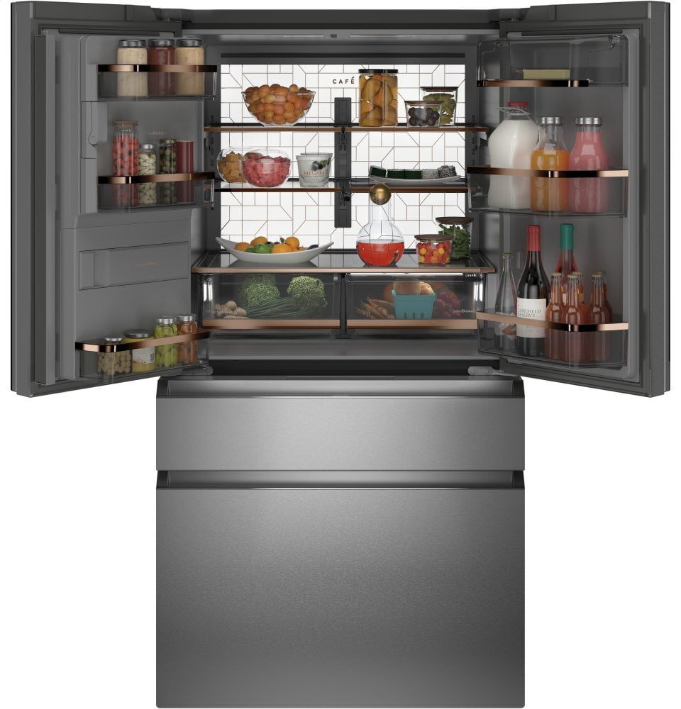 Cafe CVE28DM5NS5 Café Energy Star® 27.8 Cu. Ft. Smart 4-Door French-Door Refrigerator In Platinum Glass