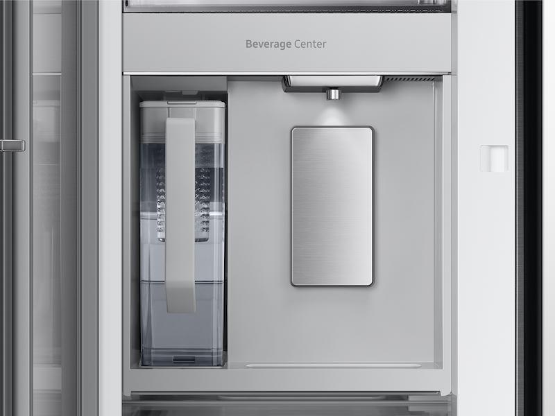 Samsung RF30BB69006M Bespoke 3-Door French Door Refrigerator (30 Cu. Ft.) - With Top Left And Family Hub™ Panel In White Glass - And Matte Grey Glass Bottom Door Panel