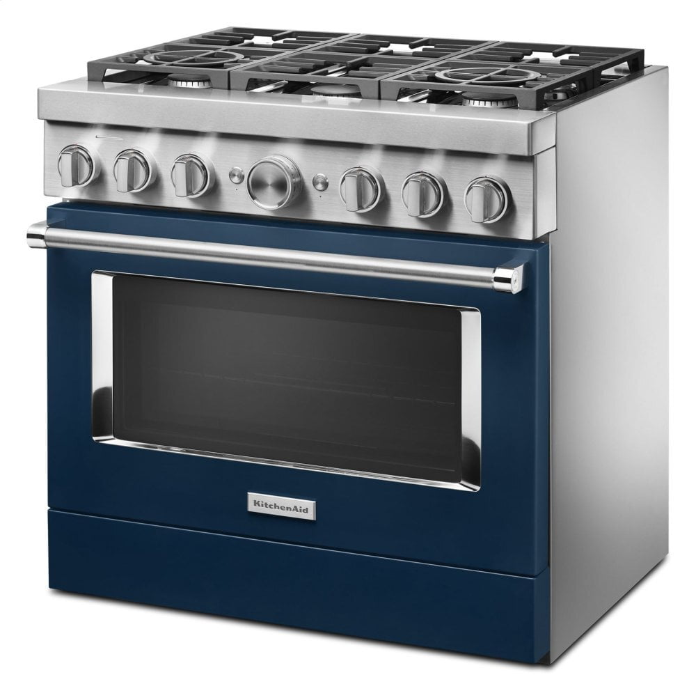 Kitchenaid KFDC506JIB Kitchenaid® 36'' Smart Commercial-Style Dual Fuel Range With 6 Burners - Ink Blue