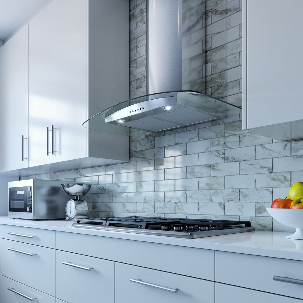 Xo Appliance XOM36G 600 Cfm 36" Arching Glass And Stainless Italian Made Wall Mount Hood