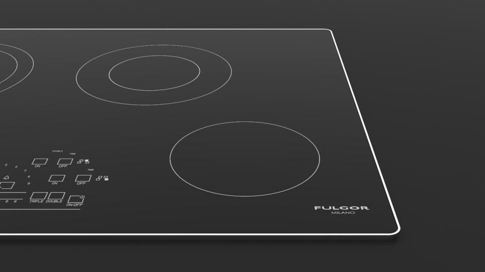 Fulgor Milano F6RT30S2 30" Radiant Cooktop With Brushed Aluminum Trim - Black Glass