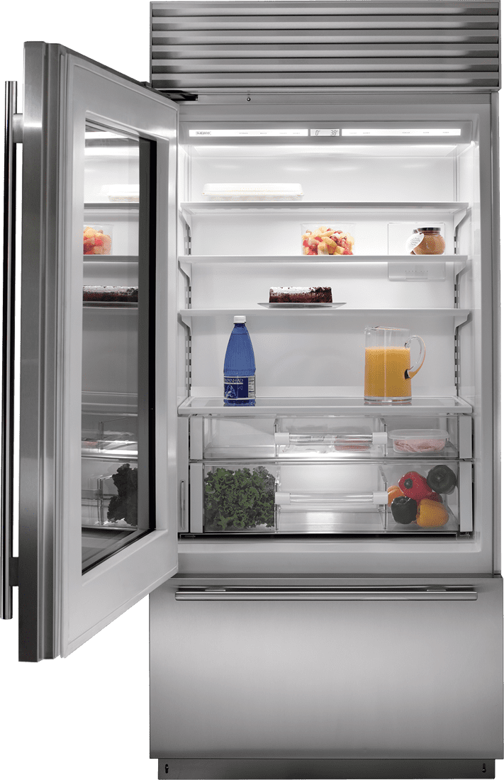 Sub-Zero BI36UGOLH 36" Classic Over-And-Under Refrigerator/Freezer With Glass Door - Panel Ready