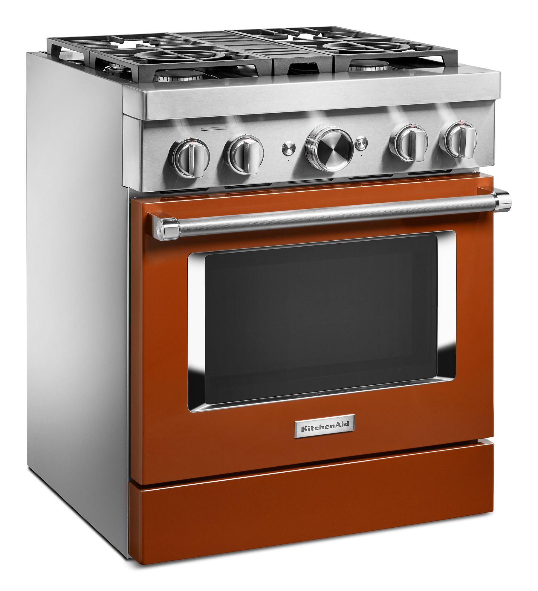 Kitchenaid KFDC500JSC Kitchenaid® 30'' Smart Commercial-Style Dual Fuel Range With 4 Burners - Scorched Orange