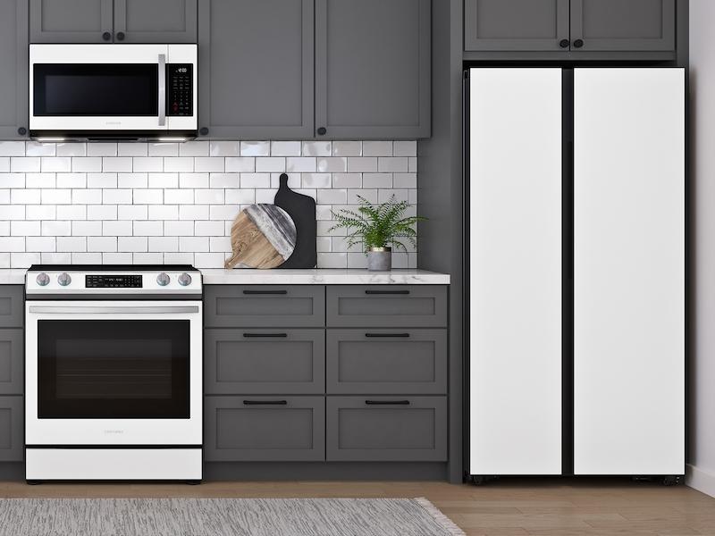Samsung RS28CB760012 Bespoke Side-By-Side 28 Cu. Ft. Refrigerator With Beverage Center™ In White Glass