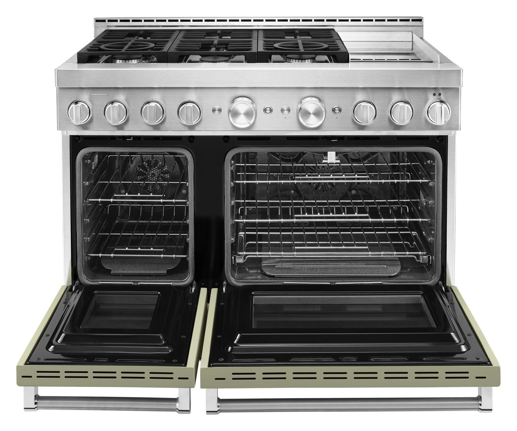 Kitchenaid KFGC558JAV Kitchenaid® 48'' Smart Commercial-Style Gas Range With Griddle - Avocado Cream