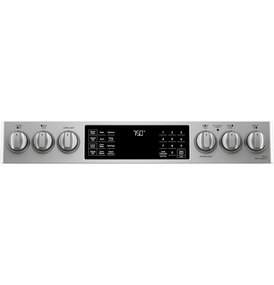 Cafe CES750P2MS1 Café 30" Smart Slide-In, Front-Control, Radiant And Convection Double-Oven Range