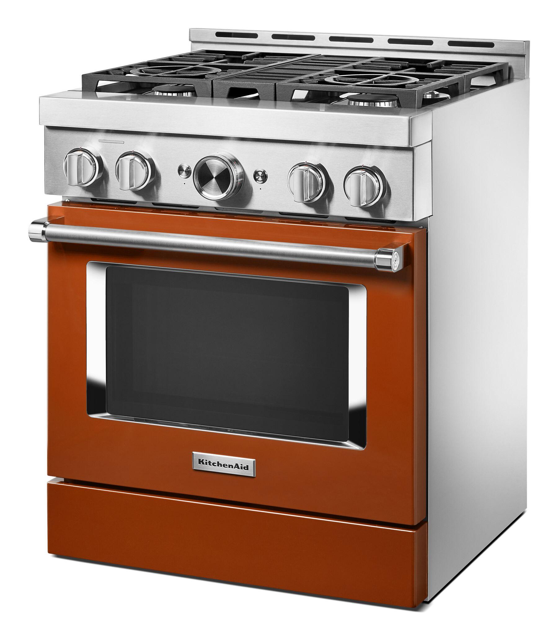 Kitchenaid KFGC500JSC Kitchenaid® 30'' Smart Commercial-Style Gas Range With 4 Burners - Scorched Orange