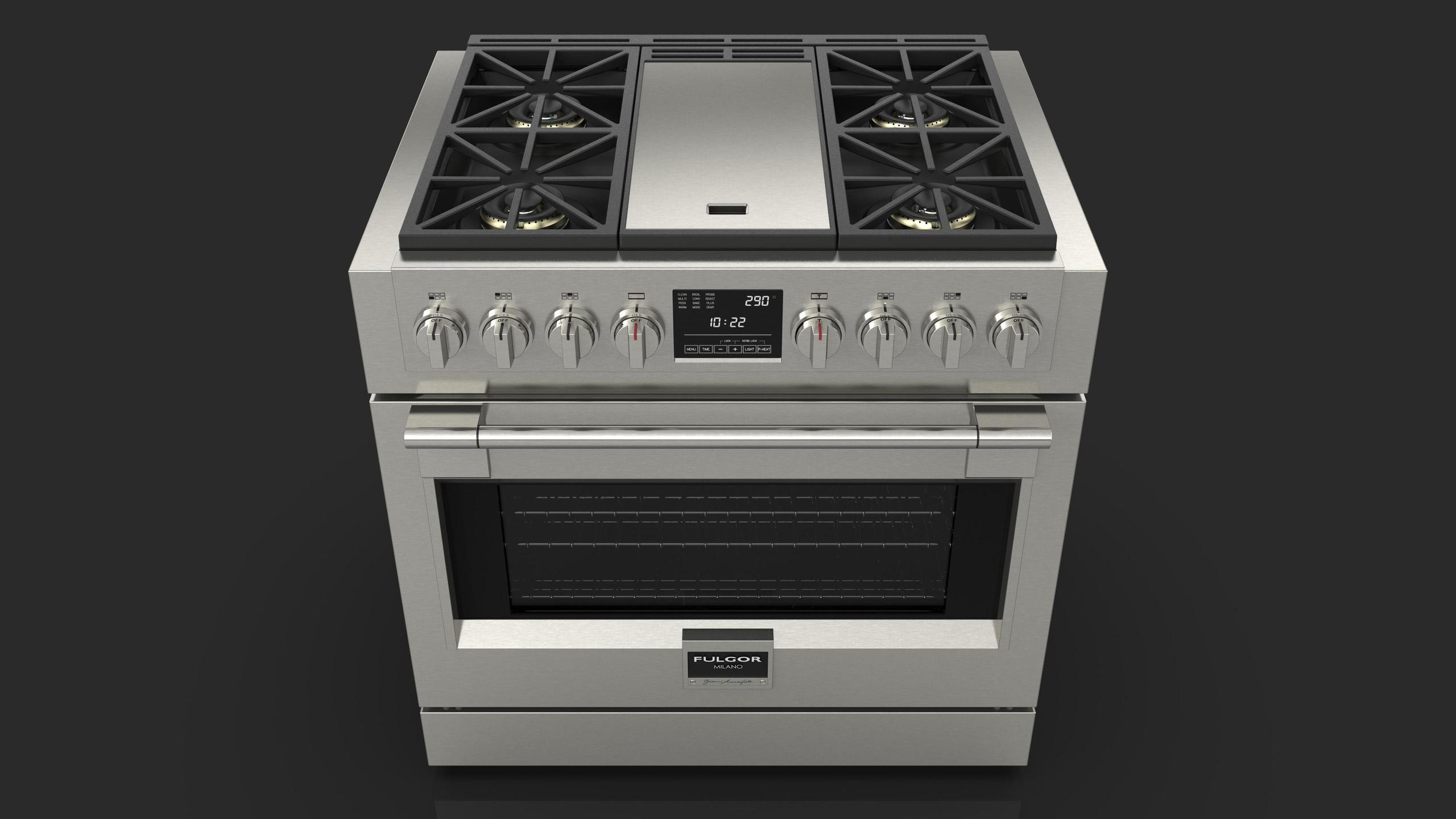 Fulgor Milano F6PDF364GS1 36 Dual Fuel Pro Range With Griddle