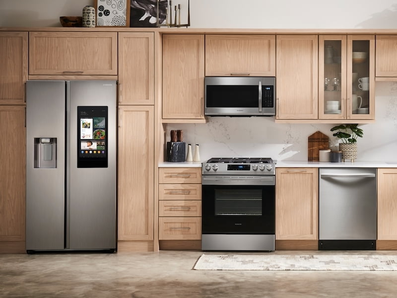 Samsung RS22T5561SR 22 Cu. Ft. Counter Depth Side-By-Side Refrigerator With Touch Screen Family Hub™ In Stainless Steel