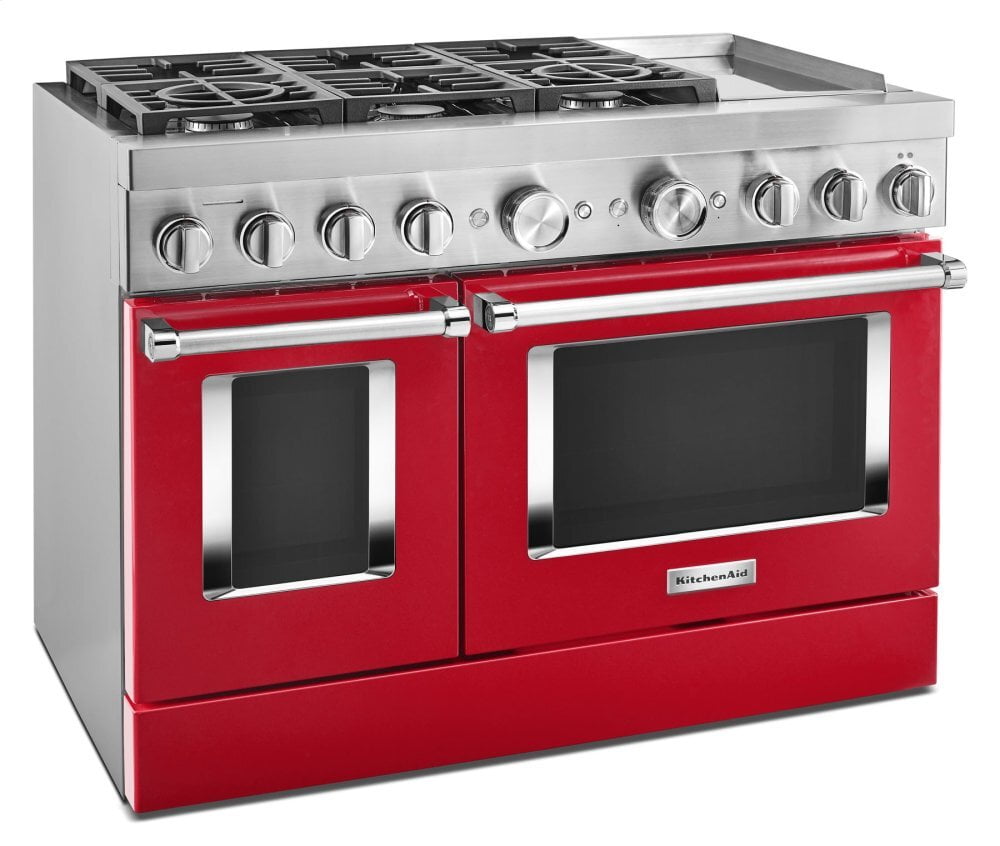 Kitchenaid KFDC558JPA Kitchenaid® 48'' Smart Commercial-Style Dual Fuel Range With Griddle - Passion Red