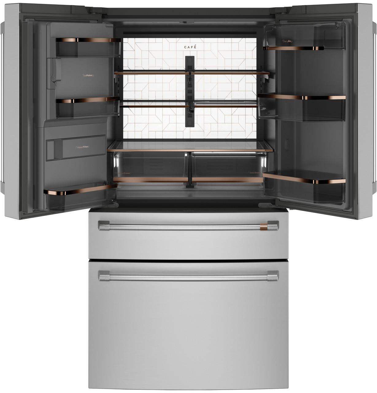 Cafe CXE22DP2PS1 Café™ Energy Star® 22.3 Cu. Ft. Smart Counter-Depth 4-Door French-Door Refrigerator