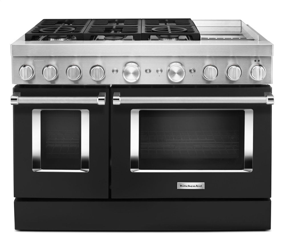 Kitchenaid KFDC558JBK Kitchenaid® 48'' Smart Commercial-Style Dual Fuel Range With Griddle - Imperial Black