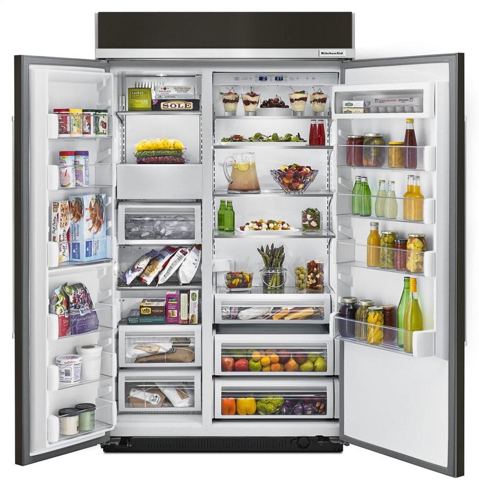 Kitchenaid KBSN608EBS 30.0 Cu. Ft 48-Inch Width Built-In Side By Side Refrigerator With Printshield™ Finish - Black Stainless