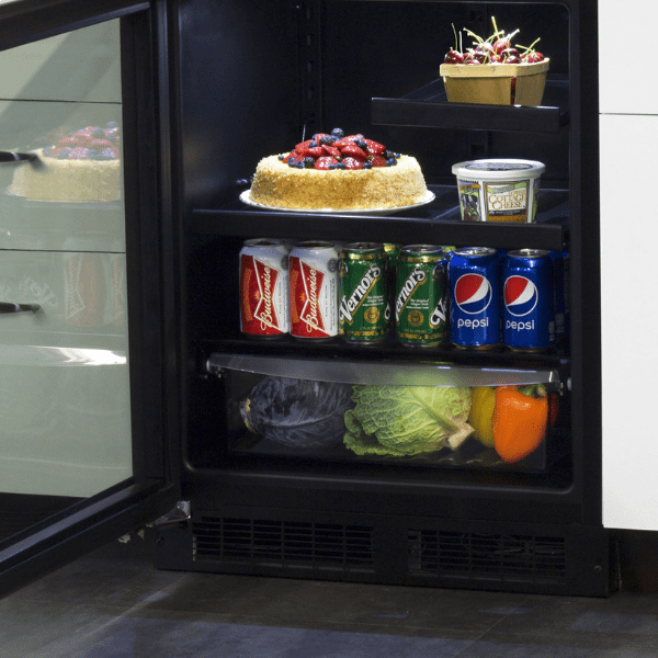 Marvel MABV224SG31A 24-In Low Profile Built-In Beverage Center With Convertible Shelf And Maxstore Bin With Door Style - Stainless Steel Frame Glass