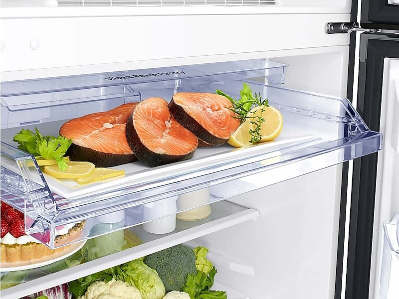 Samsung RT18M6213SG 18 Cu. Ft. Top Freezer Refrigerator With Flexzone™ In Black Stainless Steel