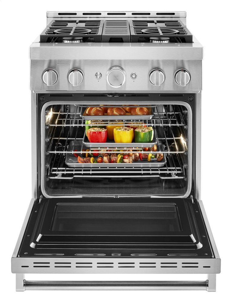 Kitchenaid KFGC500JSS Kitchenaid® 30'' Smart Commercial-Style Gas Range With 4 Burners - Heritage Stainless Steel