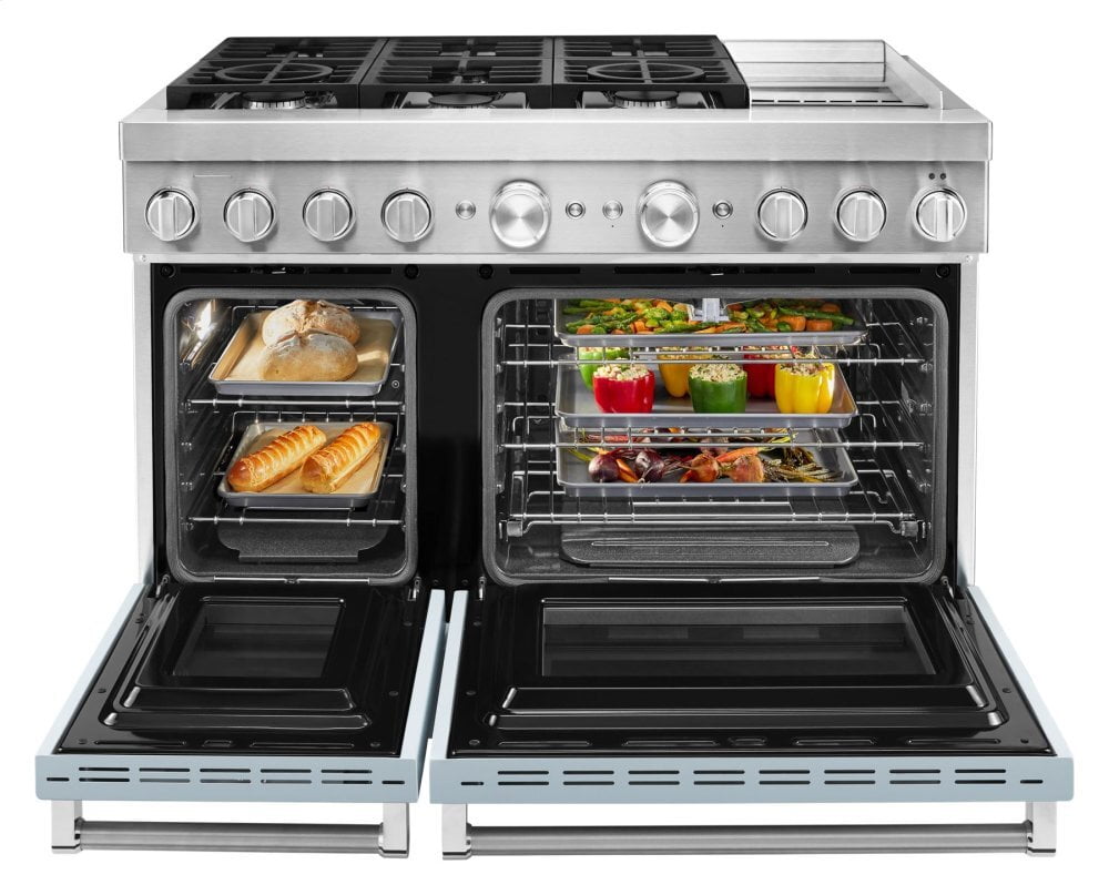 Kitchenaid KFDC558JMB Kitchenaid® 48'' Smart Commercial-Style Dual Fuel Range With Griddle - Misty Blue