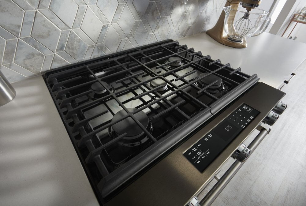 Kitchenaid KSGG700EBS 30-Inch 5-Burner Gas Slide-In Convection Range - Black Stainless Steel With Printshield™ Finish