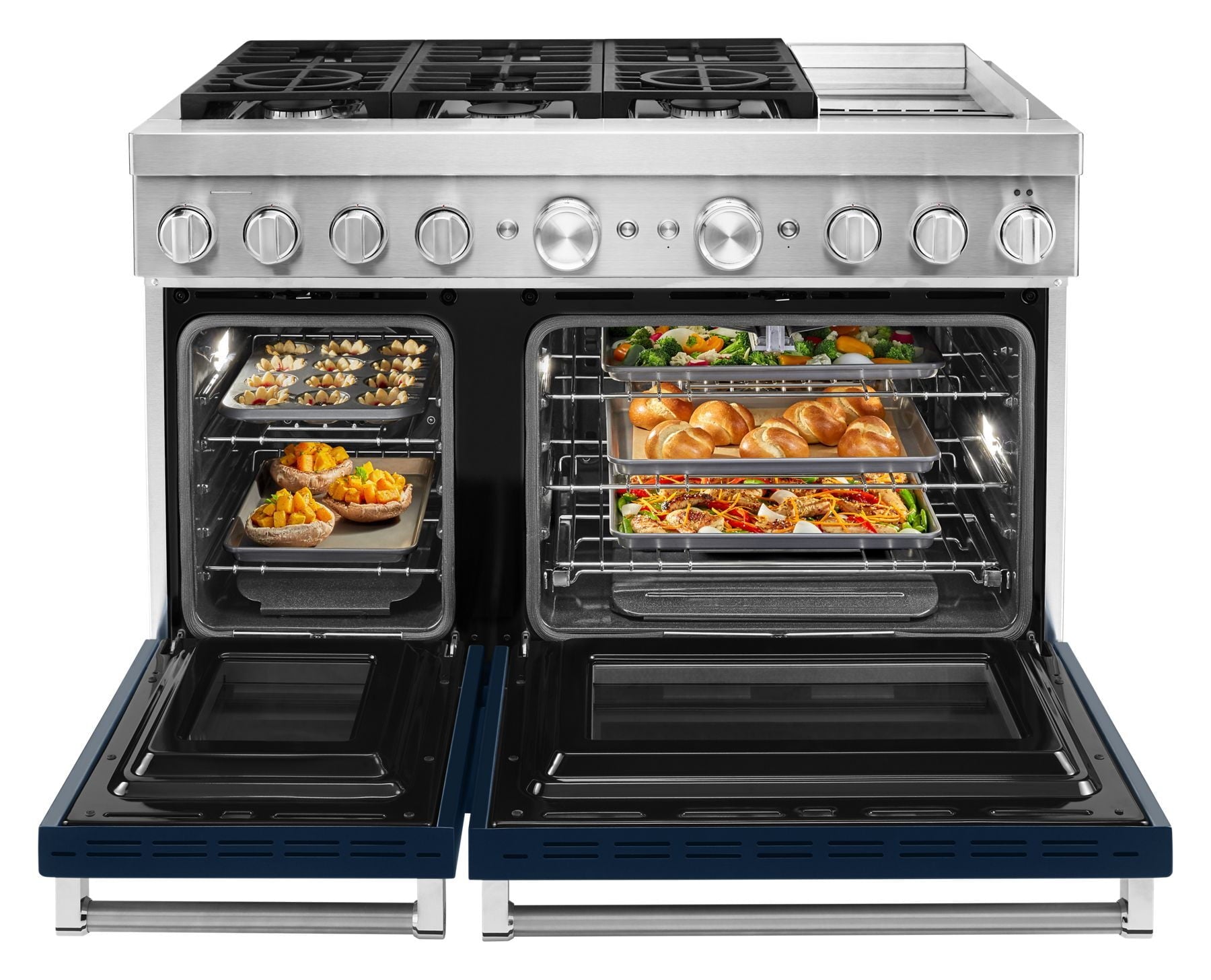 Kitchenaid KFDC558JIB Kitchenaid® 48'' Smart Commercial-Style Dual Fuel Range With Griddle - Ink Blue