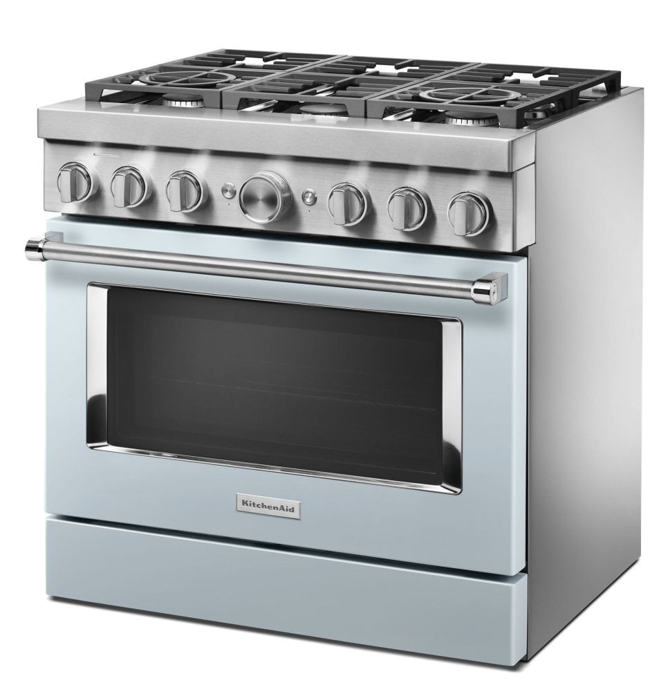 Kitchenaid KFDC506JMB Kitchenaid® 36'' Smart Commercial-Style Dual Fuel Range With 6 Burners - Misty Blue