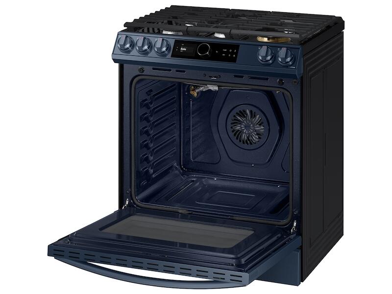 Samsung NX60A8711QN 6.0 Cu. Ft. Smart Bespoke Slide-In Gas Range With Smart Dial & Air Fry In Navy Steel