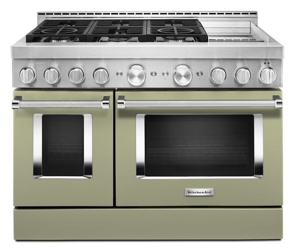 Kitchenaid KFGC558JAV Kitchenaid® 48'' Smart Commercial-Style Gas Range With Griddle - Avocado Cream