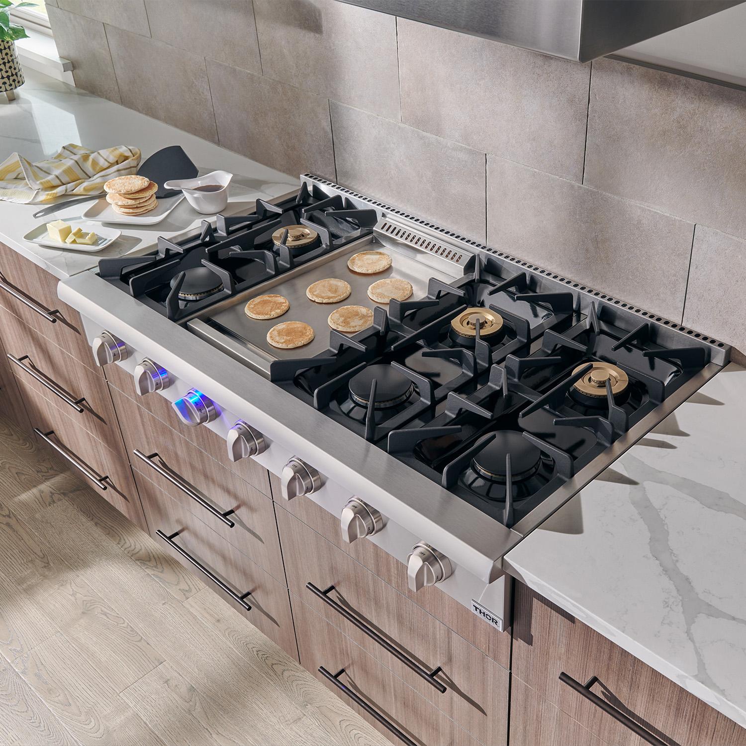 Thor Kitchen HRT4806ULP 48 Inch Professional Gas Rangetop In Stainless Steel - Liquid Propane