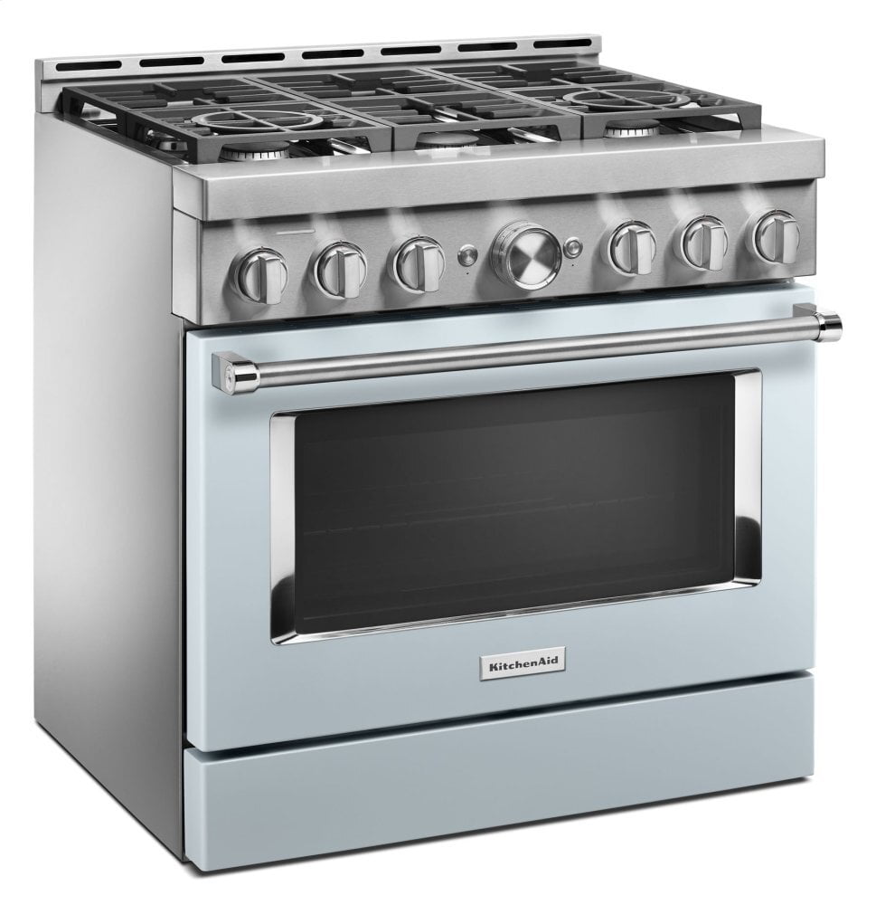 Kitchenaid KFGC506JMB Kitchenaid® 36'' Smart Commercial-Style Gas Range With 6 Burners - Misty Blue