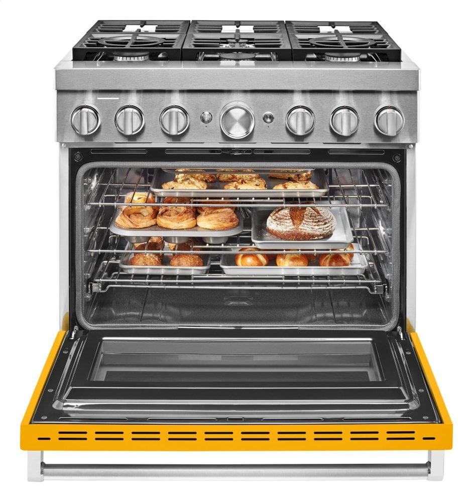 Kitchenaid KFDC506JYP Kitchenaid® 36'' Smart Commercial-Style Dual Fuel Range With 6 Burners - Yellow Pepper