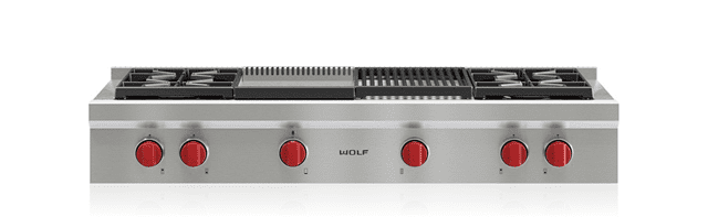 Wolf SRT484CG 48" Sealed Burner Rangetop - 4 Burners, Infrared Charbroiler And Infrared Griddle