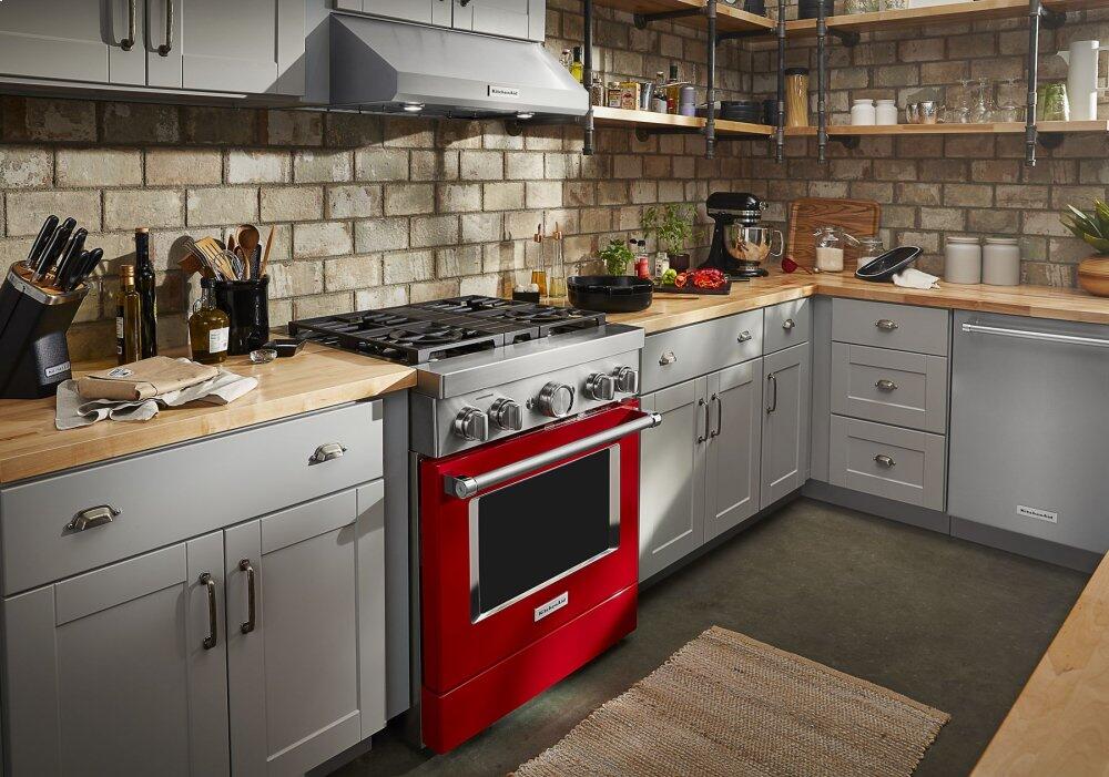 Kitchenaid KFDC500JPA Kitchenaid® 30'' Smart Commercial-Style Dual Fuel Range With 4 Burners - Passion Red