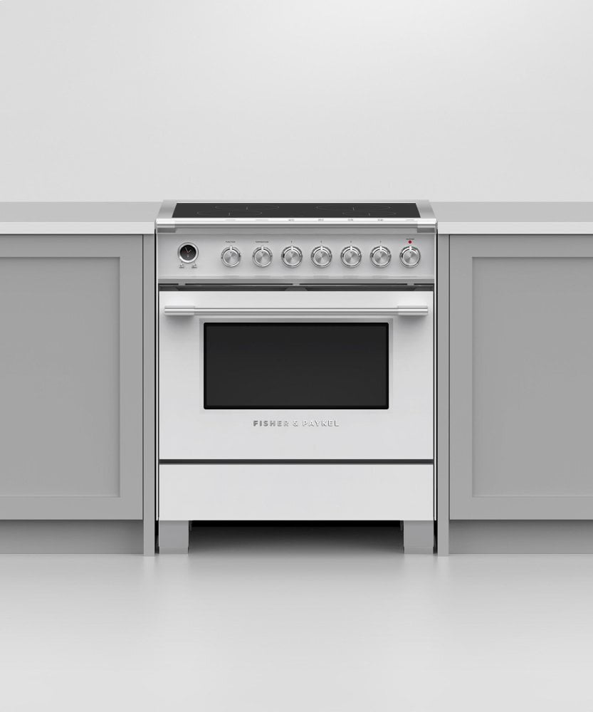 Fisher & Paykel OR30SCI6W1 Induction Range, 30", 4 Zones, Self-Cleaning