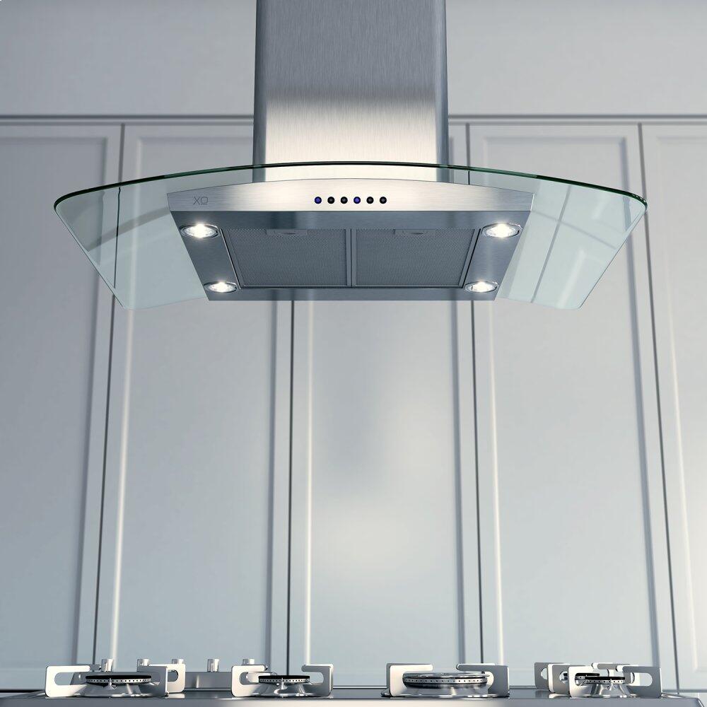 Xo Appliance XOMI36GC 36" 600/395 Cfm Island Hood Stainless/Glass