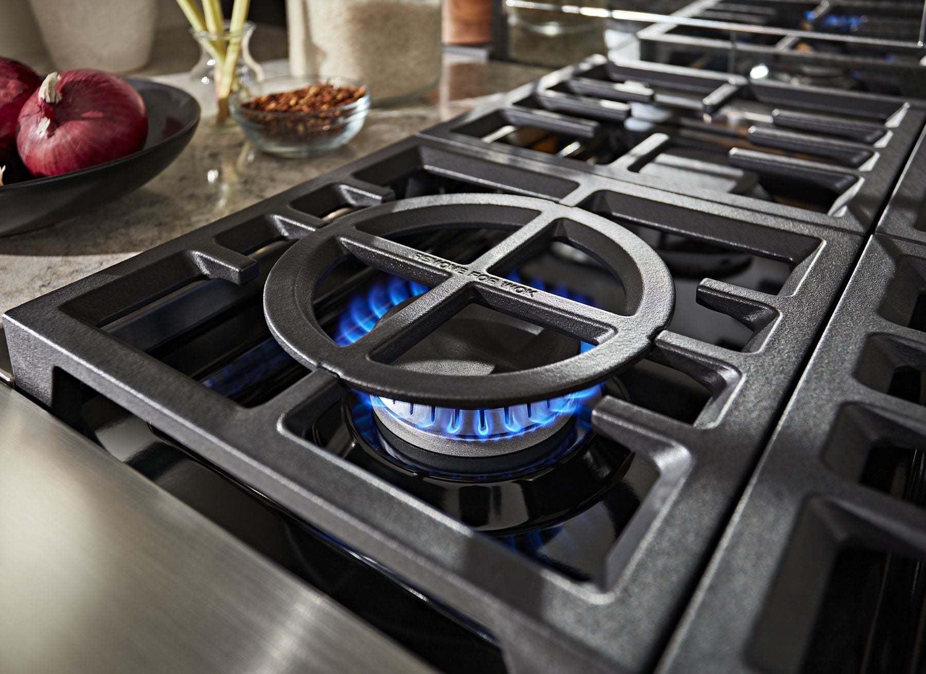Kitchenaid KFDC558JIB Kitchenaid® 48'' Smart Commercial-Style Dual Fuel Range With Griddle - Ink Blue