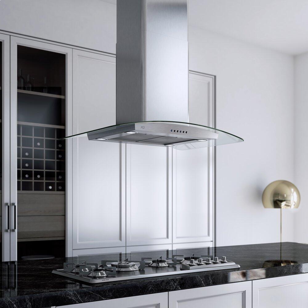 Xo Appliance XOMI36GC 36" 600/395 Cfm Island Hood Stainless/Glass