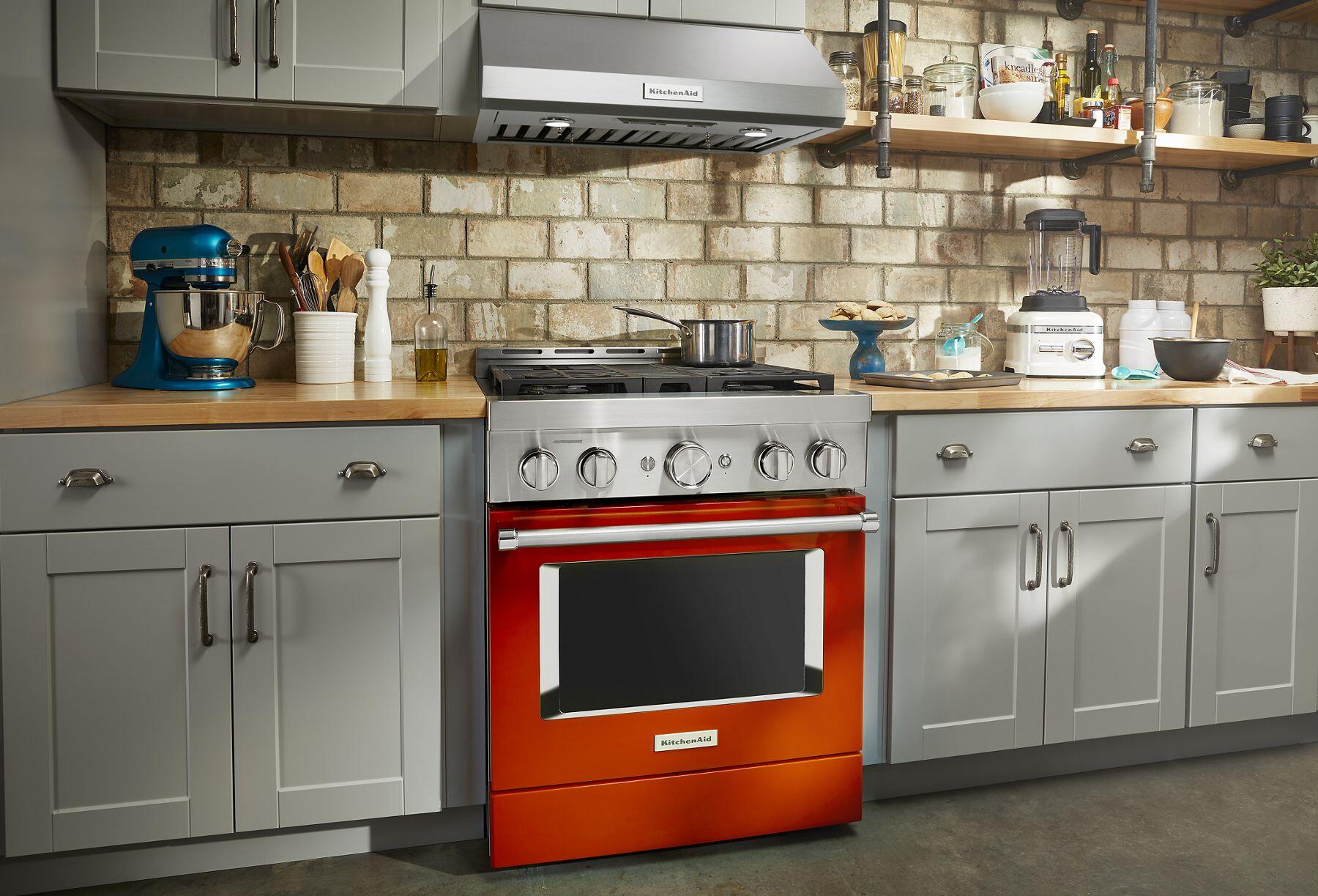 Kitchenaid KFGC500JSC Kitchenaid® 30'' Smart Commercial-Style Gas Range With 4 Burners - Scorched Orange